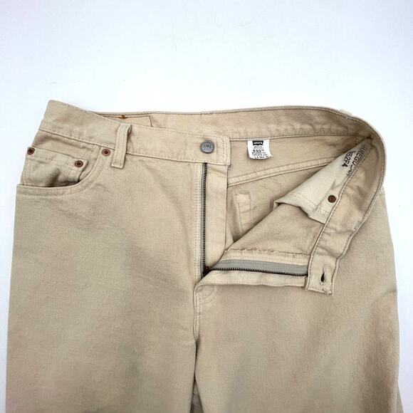 Vintage 90s Levi’s 550 Relaxed Fit Tapered Leg Ecru Denim High Rise Irregular - Picture 2 of 10